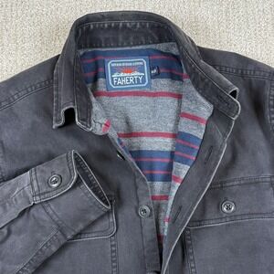 Faherty Men's XS Faded Black CPO Blanket Lined Utility Shirt Jacket Shacket